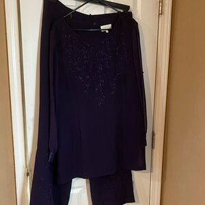Chic Dark Purple Women's Pantsuit Set